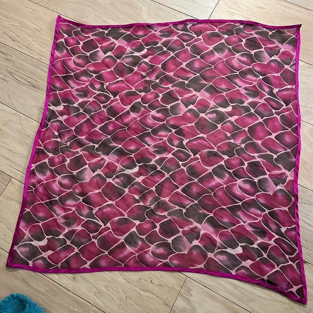 Elegant Pink and Brown 100% Silk Scarf